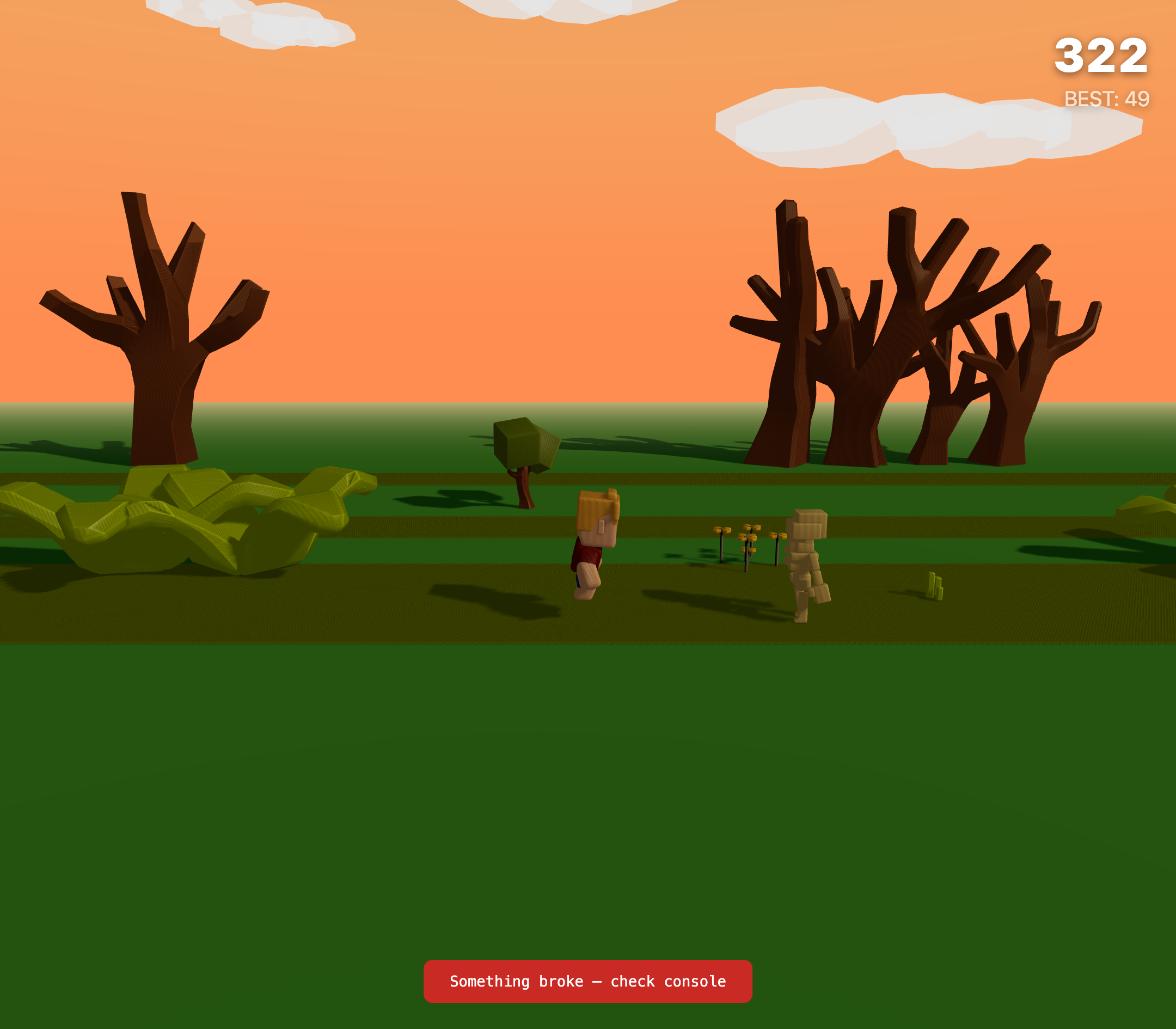 Runner gameplay — endless runner with 3D characters